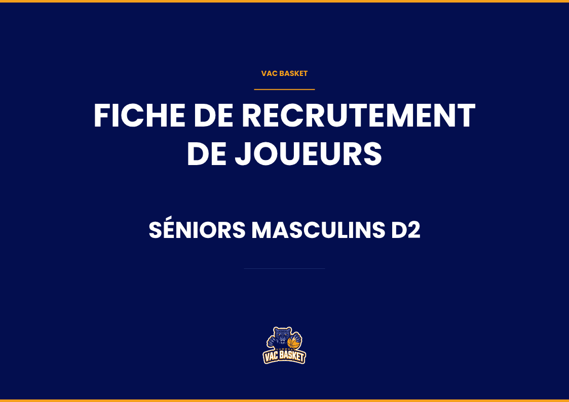 [RECRUTEMENT JOUEURS] SÉNIORS - MASCULINS - D2