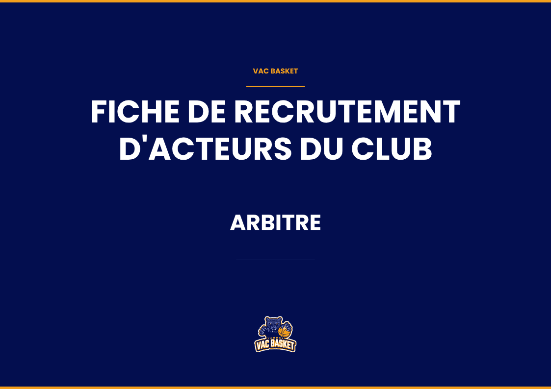 [RECRUTEMENT ACTEURS DU CLUB] ARBITRE