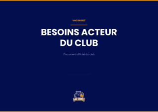 BESOINS ACTEUR DU CLUB